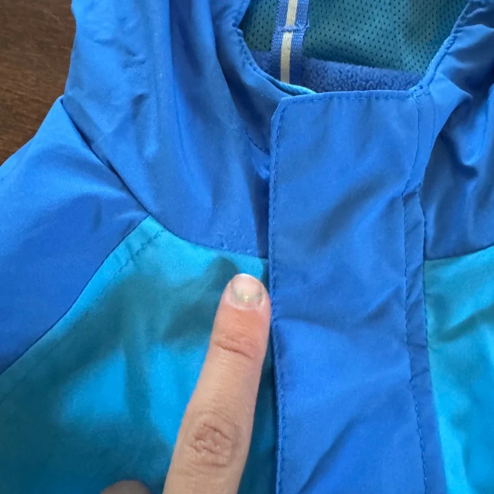 Cat & Jack Boys Blue Colorblock Hooded Rain Jacket Fleece 2T